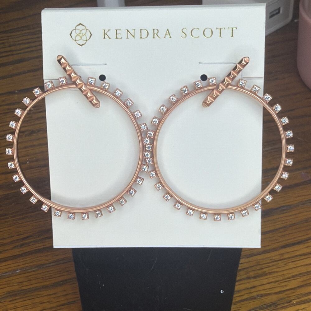 Kendra Scott Charlie Grace CZ Hoop Earrings | Rose Gold Tone | NWT